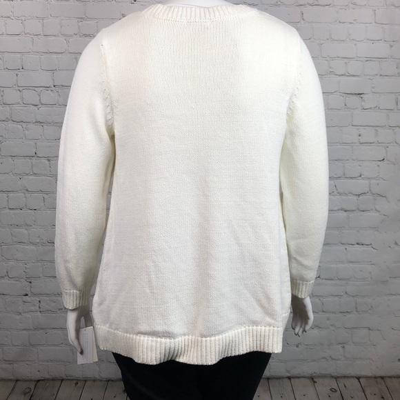 1X 2X Style & Co Winter White Floral Sweater Plus - Picture 3 of 5